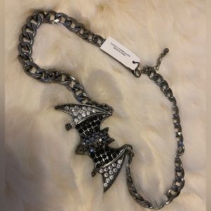 NATASHA NEW Statement Black Bat Crystals Necklace bling perfect for Halloween
